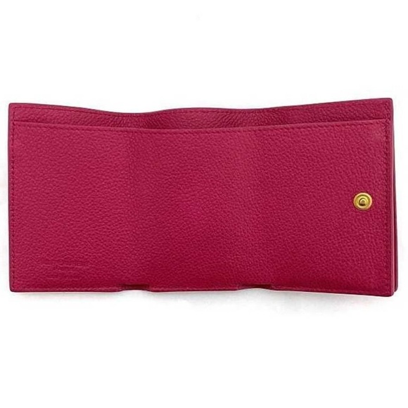 🦋YSL •Saint Laurent Trifold Compact Mini Wallet Pink Leather - Picture 8 of 13